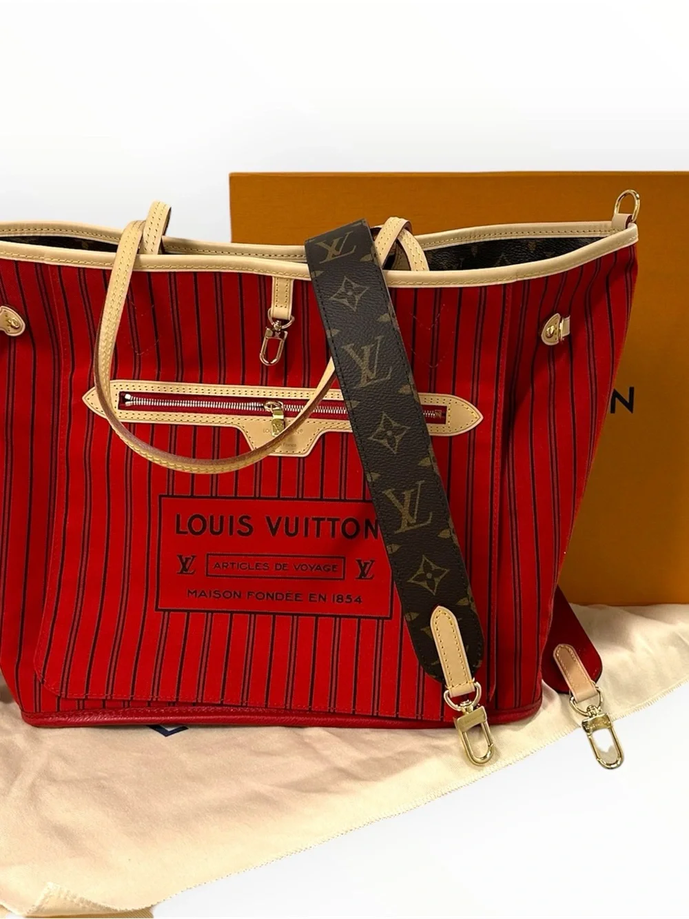 New Louis Vuitton Neverfull Bandouliere Inside Out MM Monogram Reversible M12096 - Picture 2 of 16